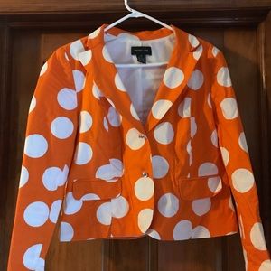 Orange and white polka dot jacket